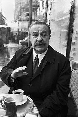 Adolf Hoffmeister v Café les Deux Magots, Paříž, 1969 foto Václav Chochola