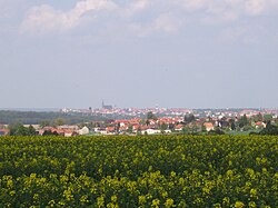 Kilátás a Doberschaura, Bautzen városával a háttérben