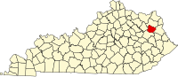 Map of Kentucky highlighting Elliott County