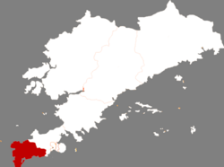 大連市中の旅順口区の位置