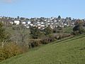 The town of Mauriac viewed from the lac du Val St Jean.