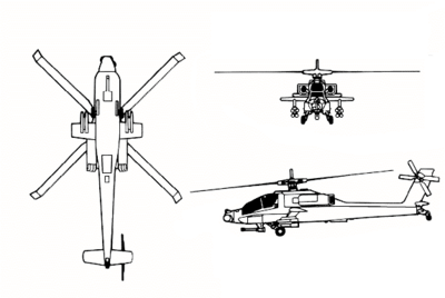 AH-64 アパッチ 三面図