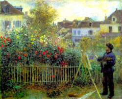 Malende i haven i Argenteuil, 1873. Af Renoir