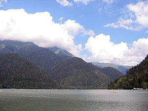 Tourists boating at Ritsa