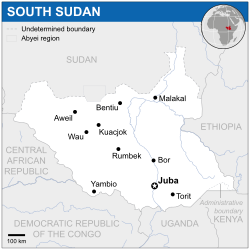Location o Sooth Sudan