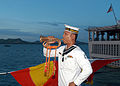 Thaise hoornblazer op het fregat ร.ล. พุทธยอดฟ้าจุฬาโลก (R.L. Phutthayotfa Chulalok) FFG 461