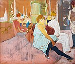 Au salon de la rue des Moulins van Henri de Toulouse-Lautrec (pastel 1894)