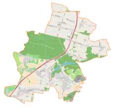 Mapa konturowa gminy Bobrowniki, u góry nieco na prawo znajduje się punkt z opisem „Myszkowice”