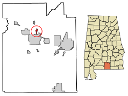 Location of Heath in Covington County, Alabama.