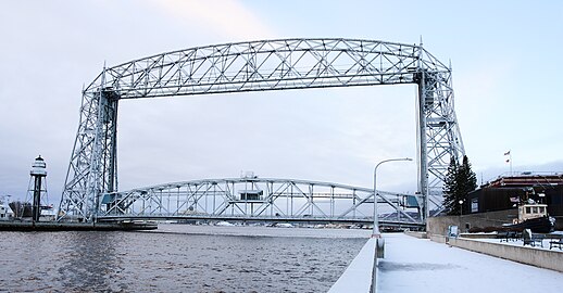 The Aerial Lift Bridge in Duluth, MN as seen on 31 December 2023