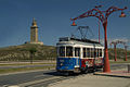 Tranvía na zona da Torre de Hércules.