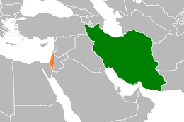 Mappa che indica l'ubicazione di Iran e Israele