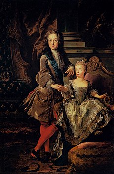 Louis XV avec Marie-Anne-Victoire d'Espagne (1723), Florence, palais Pitti.