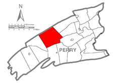 Map of Perry County, Pennsylvania highlighting Saville Township