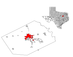 Location within Navarro County and Texas