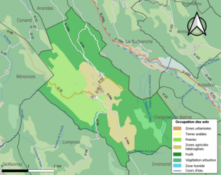 Carte en couleurs présentant l'occupation des sols.