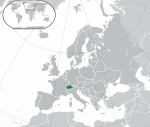 ヨーロッパにおけるスイスの地図