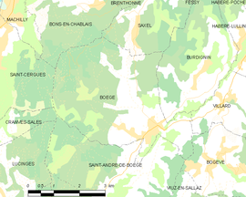 Mapa obce Boëge
