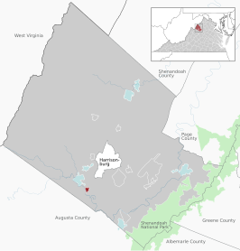 Location of Mount Crawford within the Rockingham County