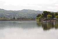 Another view of Sandy Wool Lake and the dam which formed it