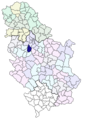 Localisation de la municipalité de Lazarevac en Serbie