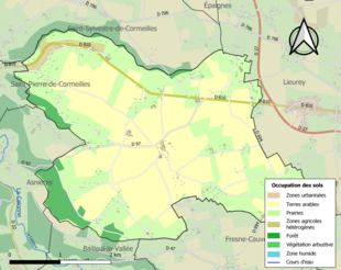 Carte en couleurs présentant l'occupation des sols.