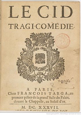 Frontispice de l'édition de 1637 du Cid.