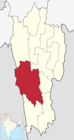 Location of Lunglei district in Mizoram