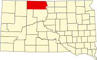 Map of Južna Dakota highlighting Corson County