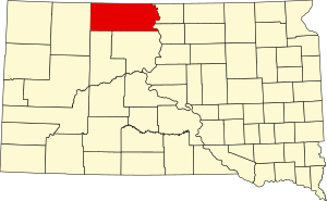 Map of South Dakota highlighting Corson County