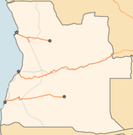 Mapa de ferrovias em Angola