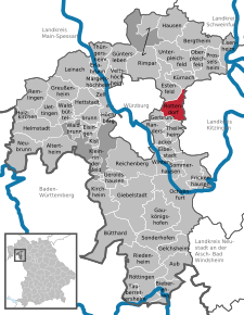 Poziția Rottendorf pe harta districtului Würzburg