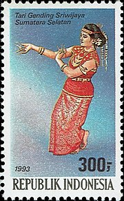 Tari Gending Sriwijaya pada perangko Republik Indonesia tahun edisi 1993