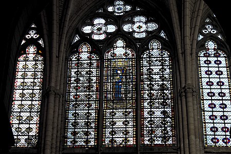 Grisaille windows in the transept