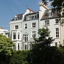 Blenheim Crescent houses from the communal garden, 2008