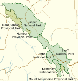 Kootenay National Park ligger i den sydvestlige ende af rækken af nationalparker