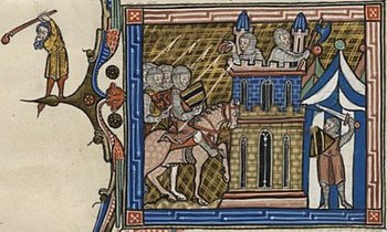 Mittelalterliche Darstellung der Belagerung von Damaskus aus dem 13. oder 14. Jahrhundert