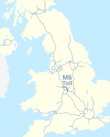 M6 Toll motorway (Great Britain) map.svg