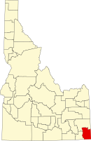 ベアレイク郡の位置を示したアイダホ州の地図