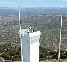 The vector spectromagnetograph mounted on top of the Kitt Peak Synoptic Optical Long-term Investigations of the Sun (SOLIS) Tower, formerly the vacuum telescope tower.