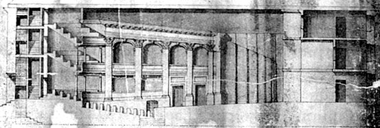 Theatre Royal, Drury Lane, London, demolished and rebuilt. Attributed to Wren; the plan is unsigned.