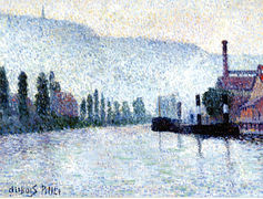 Albert Dubois-Pillet (1846-1890) : Rouen, La Seine et les collines à Canteleu, 1887