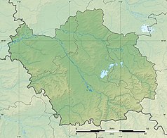 Mapa konturowa Aube, w centrum znajduje się punkt z opisem „Troyes”