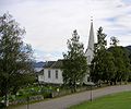 Feiring Kirke, Eidsvoll Looking sse, there are a small glimpse of Mjøsa This is to the west and a bit up the hill for Flesvik