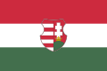 Banner o Hungary, uised atween 1946–1949 an 1956–1957 wi the Kossuth coat o airms.