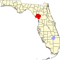 Map of Florida highlighting Levy County