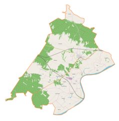 Mapa konturowa gminy Osiek, blisko centrum po prawej na dole znajduje się punkt z opisem „Sworoń”