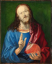 Albrecht Dürer, Salvator Mundi, tableau inachevé (avant 1505), Metropolitan Museum of Art, New York.