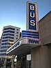 The marquee of the Ann Arbor Bus Depot in 2014