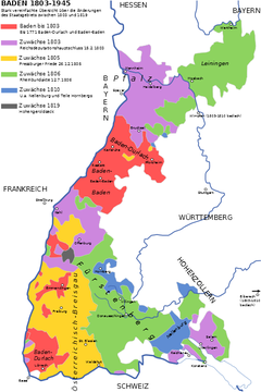 Baden fram till 1801 (markerat i rött).